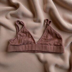 JONATHAN SIMKHAI Standard Brown Ribbed Bralette Bra Size Medium